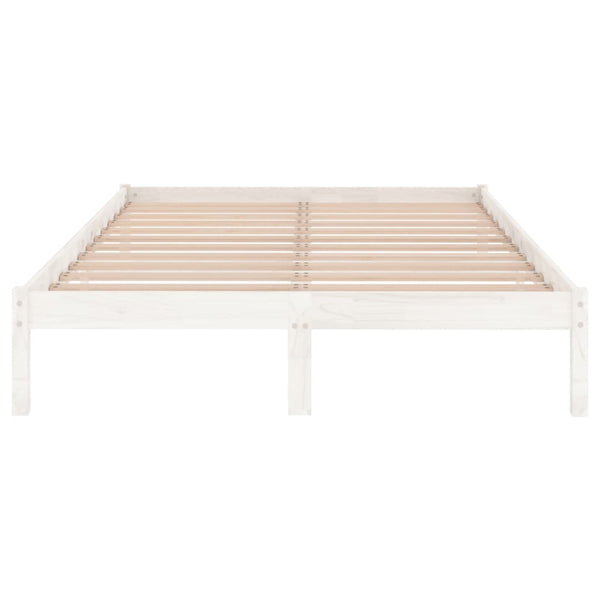 Bed Frame White Solid Wood 137X187 Double Size Double Bed Frames