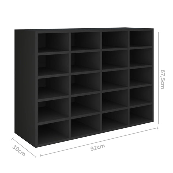 Shoe Rack Engineered Wood 92X30x67.5 Cm Black Shoe Racks