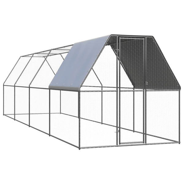 Vidaxl Outdoor Chicken Cage 2X8x2 M Galvanised Steel Small Animal Cages & Hutches