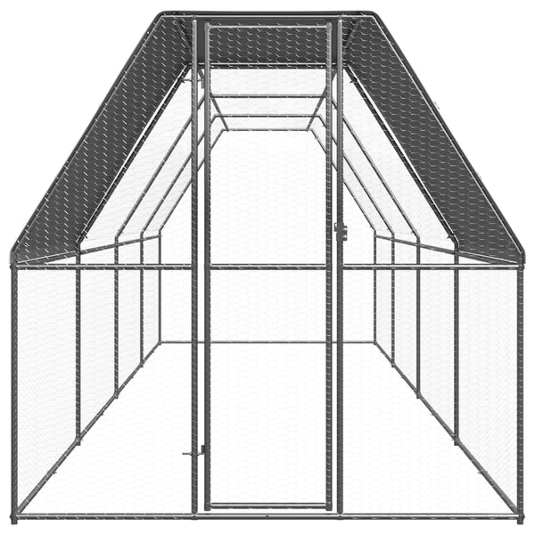 Vidaxl Outdoor Chicken Cage 2X8x2 M Galvanised Steel Small Animal Cages & Hutches
