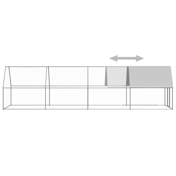 Vidaxl Outdoor Chicken Cage 2X8x2 M Galvanised Steel Small Animal Cages & Hutches