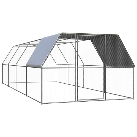 Vidaxl Outdoor Chicken Cage 3X8x2 M Galvanised Steel Poultry Cages