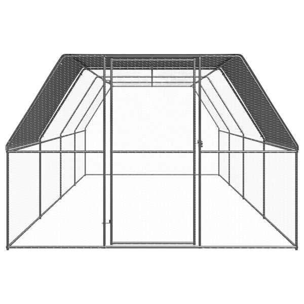 Vidaxl Outdoor Chicken Cage 3X8x2 M Galvanised Steel Poultry Cages