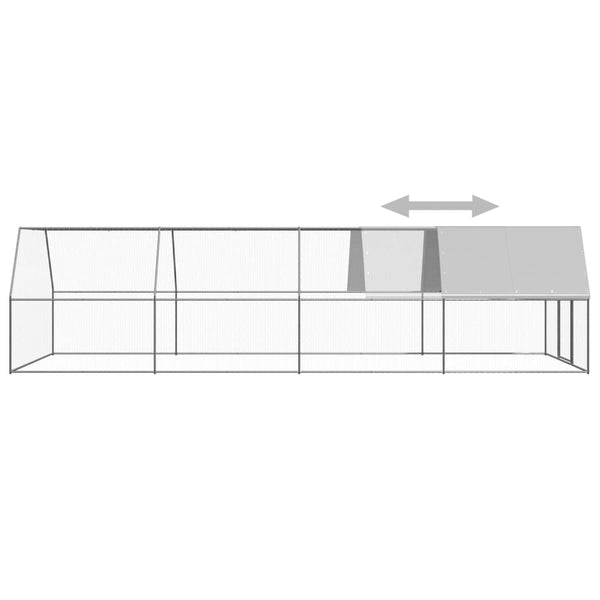Vidaxl Outdoor Chicken Cage 3X8x2 M Galvanised Steel Poultry Cages