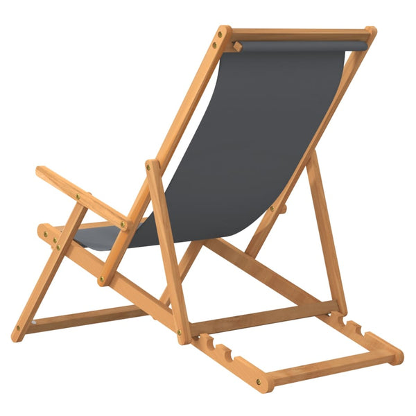 Patio Chairs Folding Beach Chair Solid Wood Teak Grey