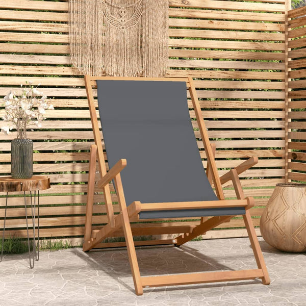 Patio Chairs Folding Beach Chair Solid Wood Teak Grey