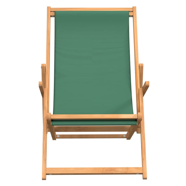 Vidaxl Folding Beach Chair Solid Wood Teak Green Beach Chairs