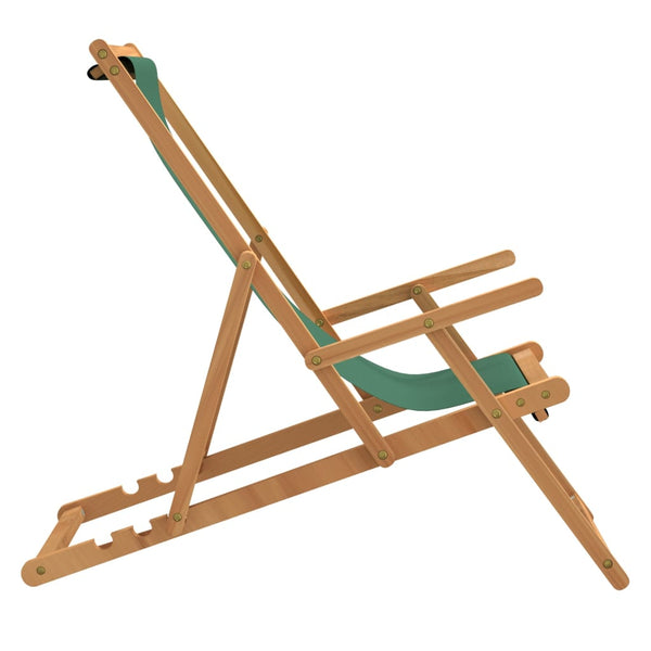 Vidaxl Folding Beach Chair Solid Wood Teak Green Beach Chairs