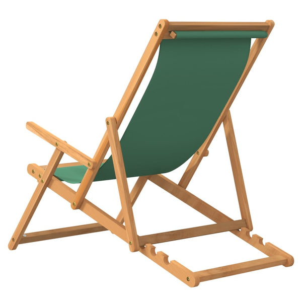Vidaxl Folding Beach Chair Solid Wood Teak Green Beach Chairs