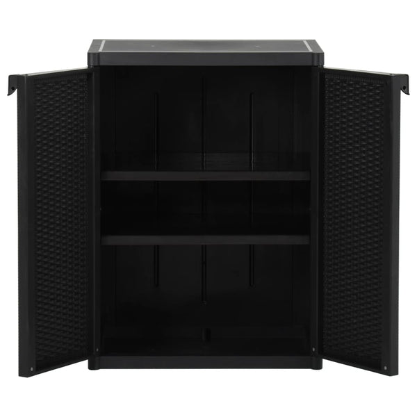 Garden Storage Cabinet Black 65X45x88 Cm Pp Rattan