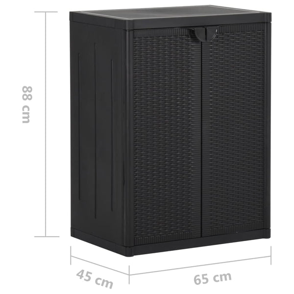 Garden Storage Cabinet Black 65X45x88 Cm Pp Rattan