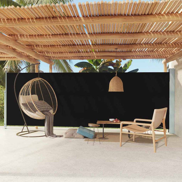 Patio Retractable Side Awning 180X600 Cm Black Awning & Canopy Parts