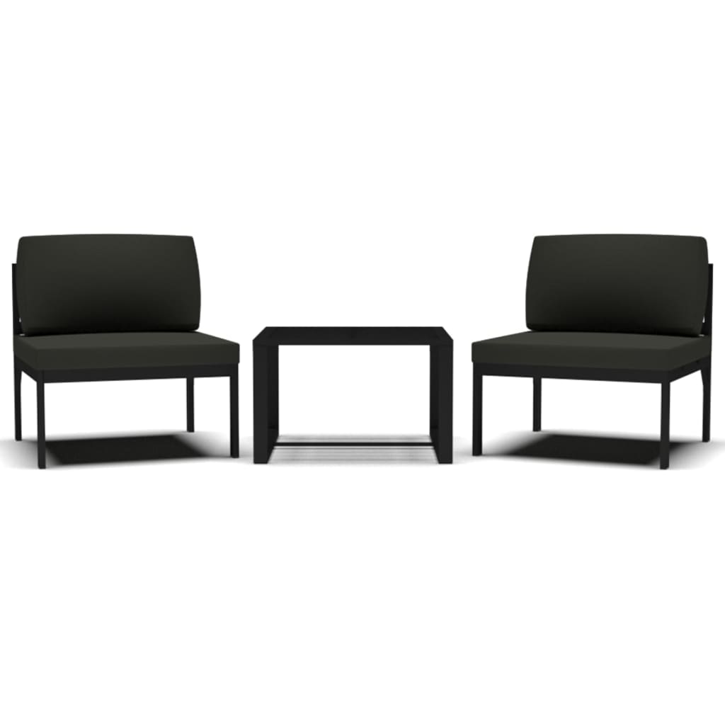 3 Piece Garden Sofa Set With Cushions Aluminium Anthracite Patio Furniture Sets