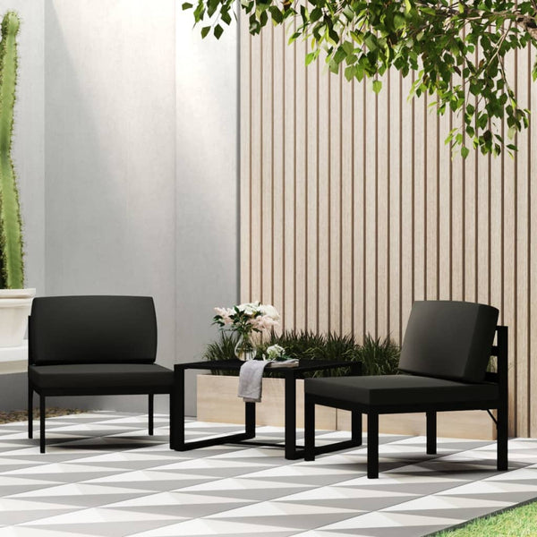 3 Piece Garden Sofa Set With Cushions Aluminium Anthracite Patio Furniture Sets