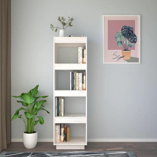 Book Cabinet/Room Divider White 40X35x135 Cm Solid Pinewood Bookshelves