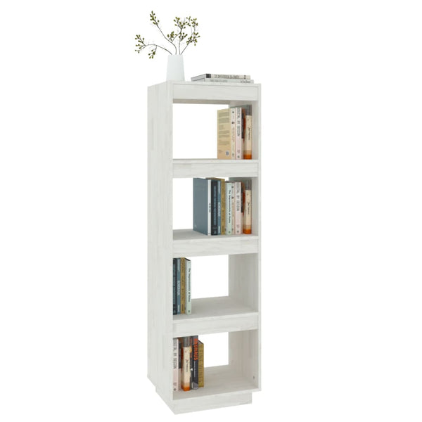 Book Cabinet/Room Divider White 40X35x135 Cm Solid Pinewood Bookshelves