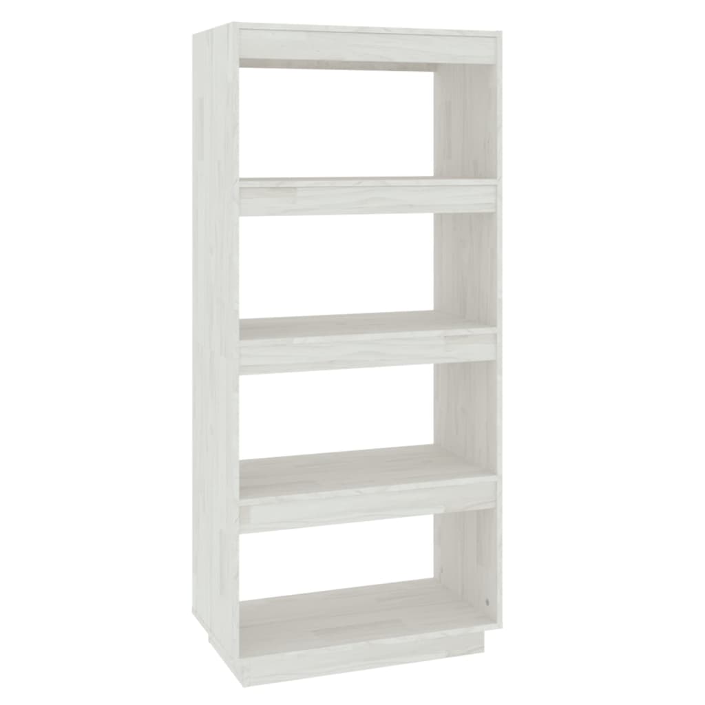 Book Cabinet/Room Divider White 60X35x135 Cm Solid Pinewood Screens & Room Dividers