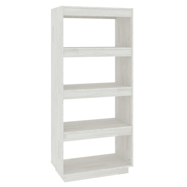 Book Cabinet/Room Divider White 60X35x135 Cm Solid Pinewood Screens & Room Dividers