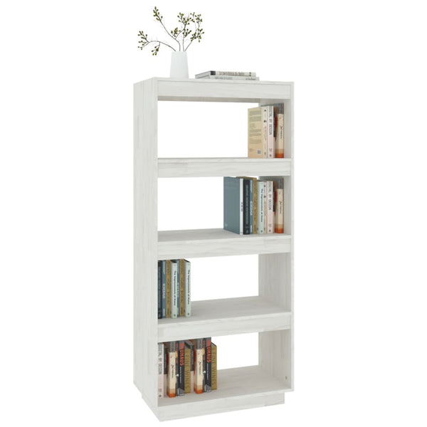 Book Cabinet/Room Divider White 60X35x135 Cm Solid Pinewood Screens & Room Dividers