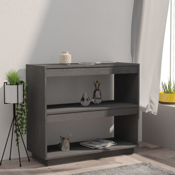 Book Cabinet Grey 80X35x71 Cm Solid Pinewood Bookshelves