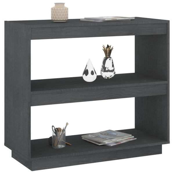 Book Cabinet Grey 80X35x71 Cm Solid Pinewood Bookshelves