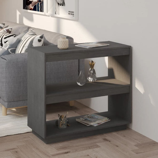 Book Cabinet Grey 80X35x71 Cm Solid Pinewood Bookshelves