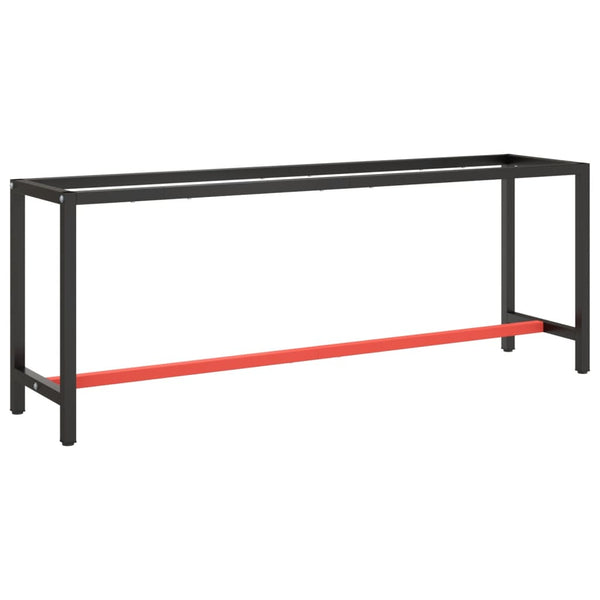 Vidaxl Work Bench Frame Matte Black And Red 210X50x79 Cm Metal Work Benches