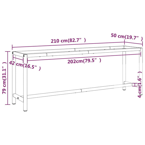 Vidaxl Work Bench Frame Matte Black And Red 210X50x79 Cm Metal Work Benches