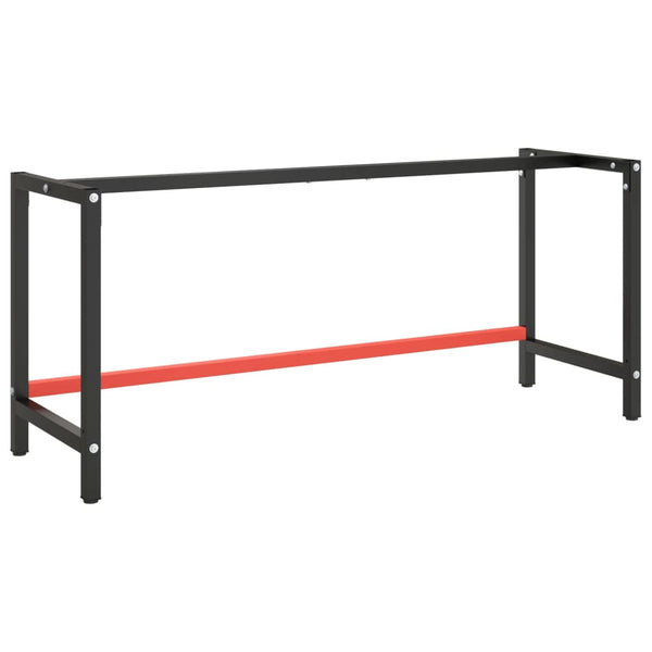 Vidaxl Work Bench Frame Matte Black And Red 180X57x79 Cm Metal Work Benches