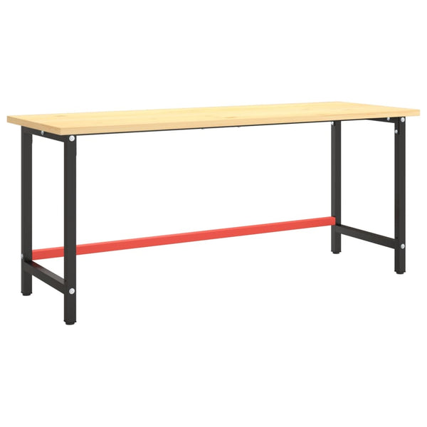 Vidaxl Work Bench Frame Matte Black And Red 180X57x79 Cm Metal Work Benches