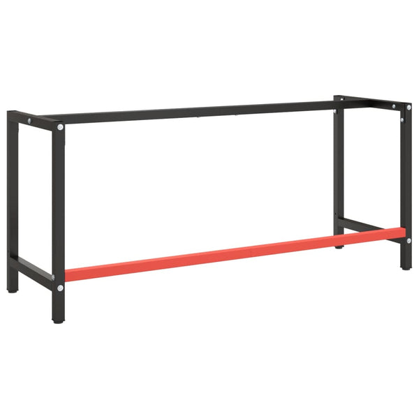 Vidaxl Work Bench Frame Matte Black And Red 180X57x79 Cm Metal Work Benches