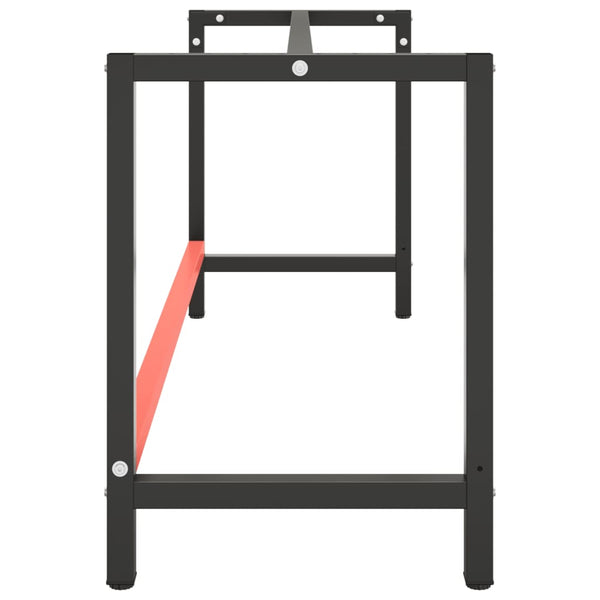 Vidaxl Work Bench Frame Matte Black And Red 180X57x79 Cm Metal Work Benches