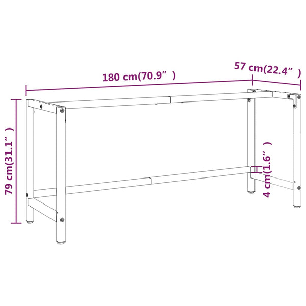 Vidaxl Work Bench Frame Matte Black And Red 180X57x79 Cm Metal Work Benches