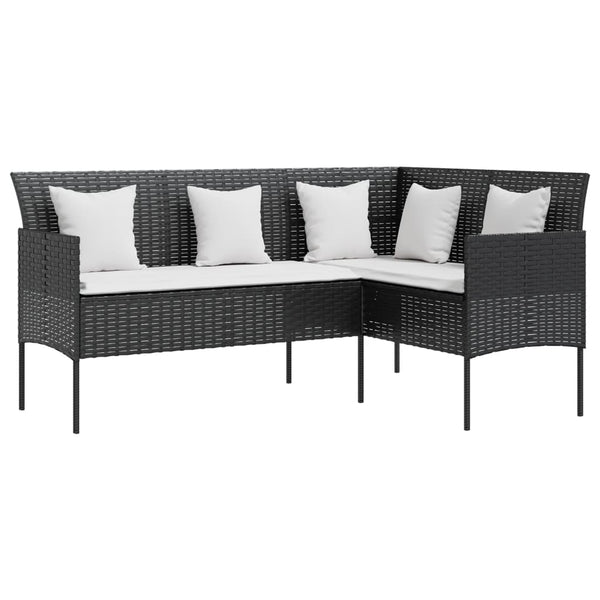 5 Piece L Shaped Couch Sofa Set With Cushions Poly Rattan Black Patio Furniture Sets