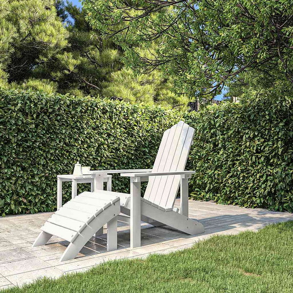 Vidaxl Garden Adirondack Chair With Footstool Hdpe White Patio Chairs