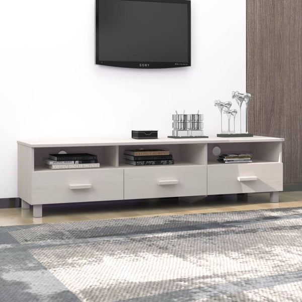 Tv Cabinet "Hamar" White 158X40x40 Cm Solid Wood Pine Tv Stands & Entertainment Units