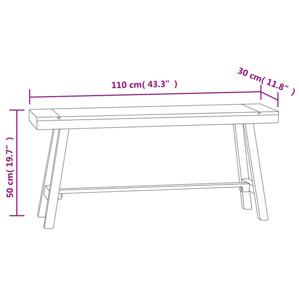 Vidaxl Bench 110 Cm Solid Wood Teak Benches