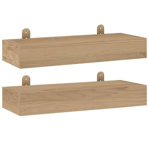 Wall Shelves 2 Pcs 40X15x6 Cm Solid Wood Teak Bookshelves