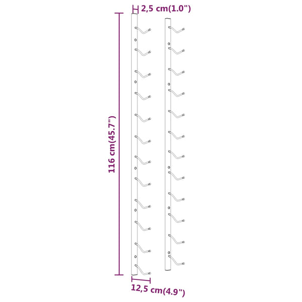 Wall Mounted Wine Rack For 12 Bottles White Iron Racks