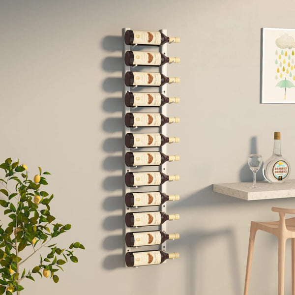Wall Mounted Wine Rack For 12 Bottles White Iron Racks