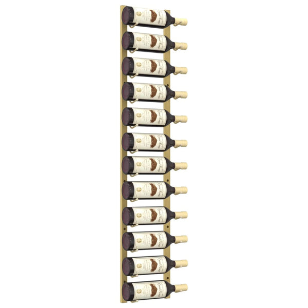 Wall Mounted Wine Rack For 12 Bottles Gold Iron Racks