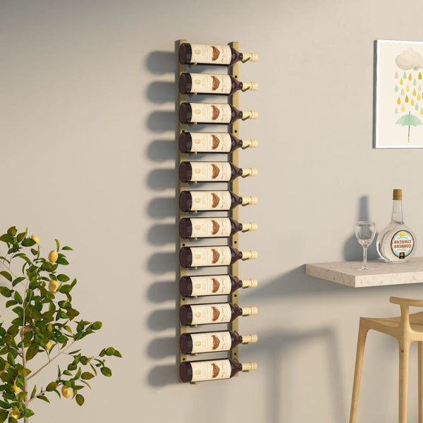 Wall Mounted Wine Rack For 12 Bottles Gold Iron Racks