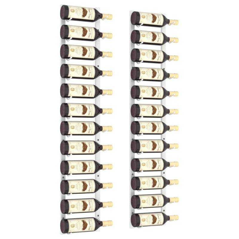 Wall Mounted Wine Rack For 12 Bottles Pcs White Iron Racks