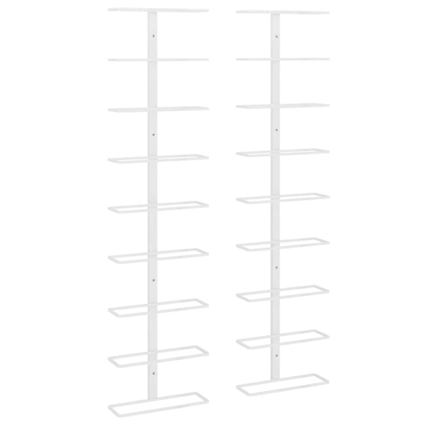 Vidaxl Wall Mounted Wine Rack For 9 Bottles 2 Pcs White Iron Racks