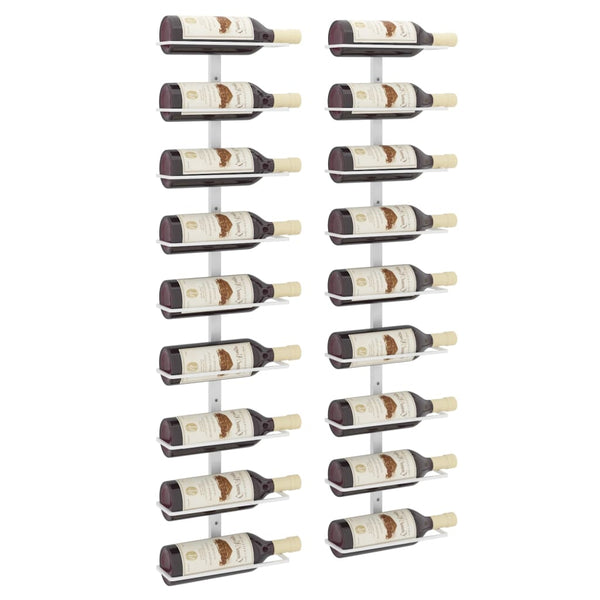 Vidaxl Wall Mounted Wine Rack For 9 Bottles 2 Pcs White Iron Racks