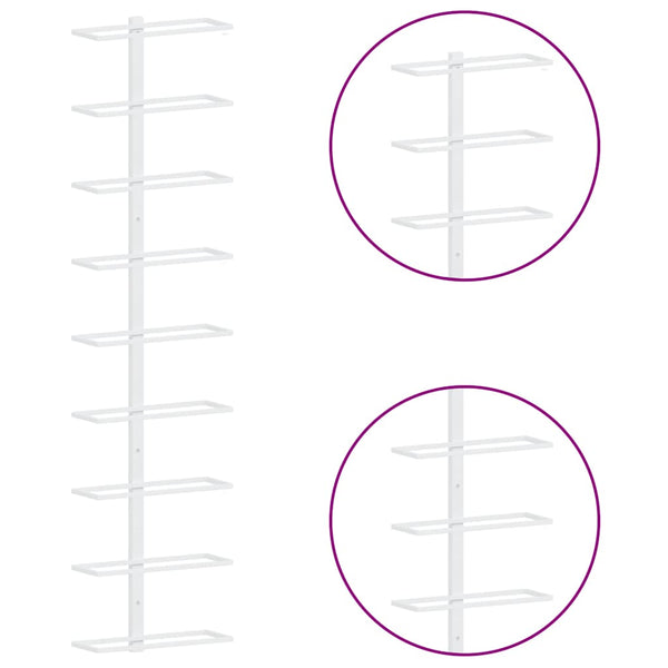 Vidaxl Wall Mounted Wine Rack For 9 Bottles 2 Pcs White Iron Racks