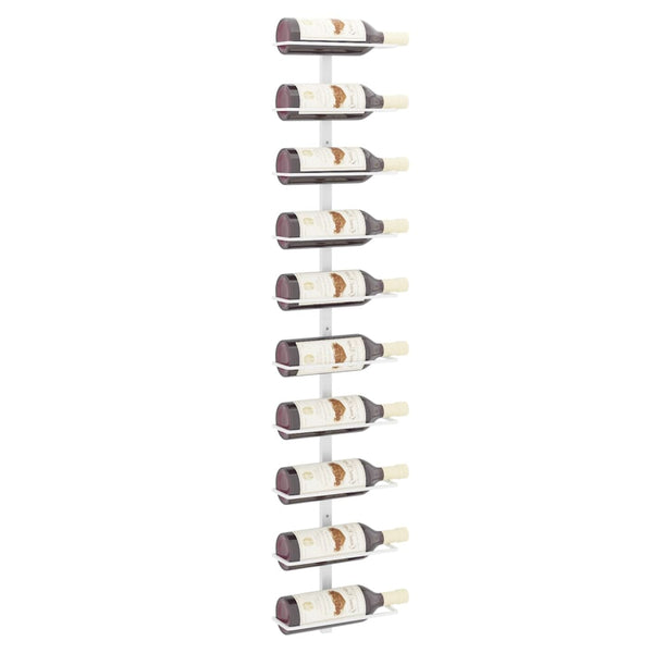 Wall Mounted Wine Rack For 10 Bottles White Metal Racks
