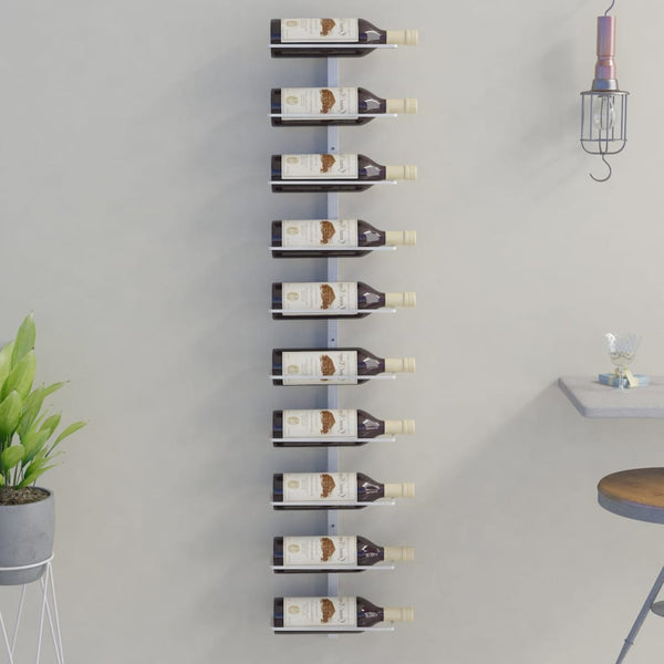 Wall Mounted Wine Rack For 10 Bottles White Metal Racks