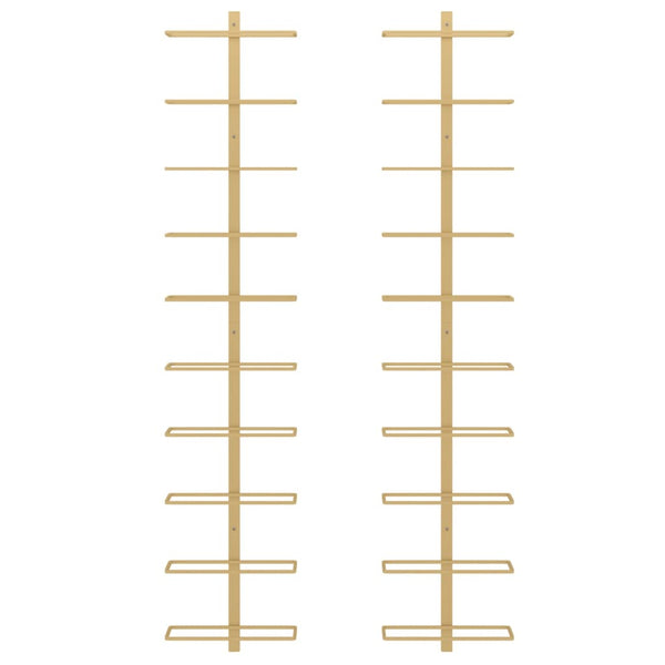 Wall Mounted Wine Rack For 10 Bottles 2 Pcs Gold Metal Racks