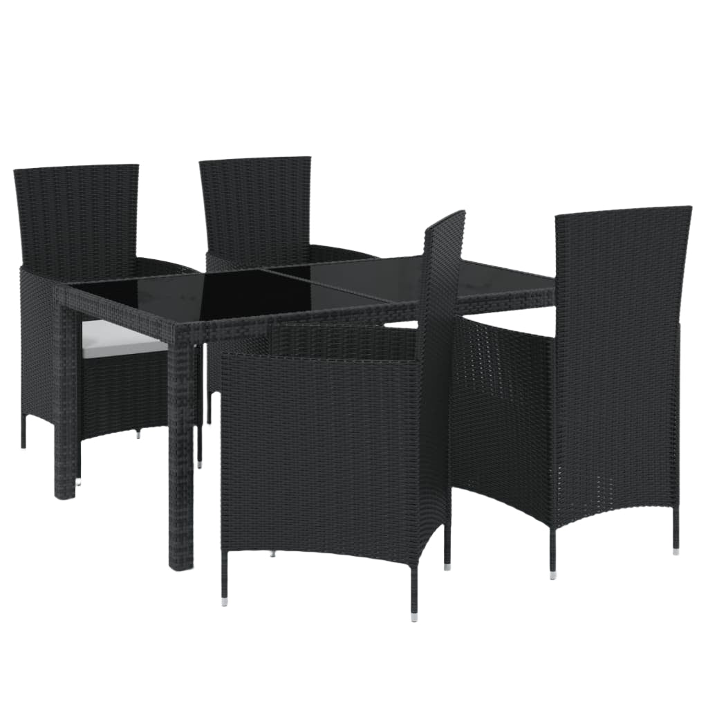 5 Piece Outdoor Dining Set With Cushions Poly Rattan Black Outdoor Dining Sets